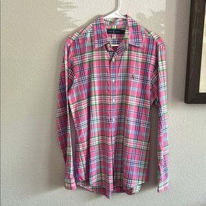 Ralph Lauren Pink and Green Casual Button Down Shirt